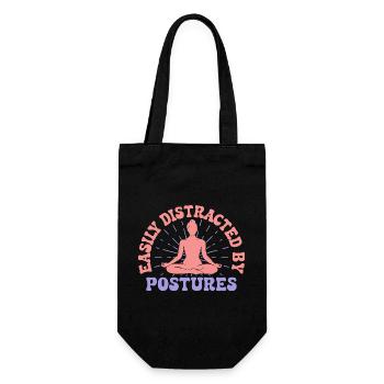 Yoga Easily Distracted By Postures Funny Yoga - Geschenkbeutel für Flaschen - Schwarz - Vorne