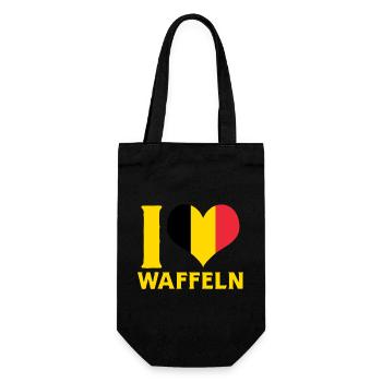 I Love Waffeln Belgium Flag Heart Food Design - Geschenkbeutel für Flaschen - Schwarz - Vorne