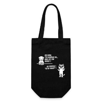 Le Secret des Chats Heureux (texte blanc) - Sac à bouteille - noir - Devant