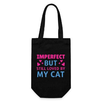 Imperfect loved by cat - Geschenkbeutel für Flaschen - Schwarz - Vorne
