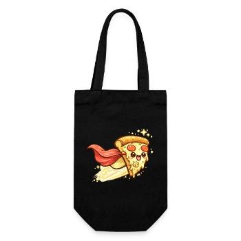 Pizzaheld mit Cape - Geschenkbeutel für Flaschen - Schwarz - Vorne