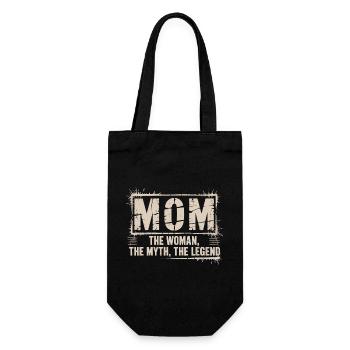 Mama Shirt – Mom The Woman The Myth The Legend - Geschenkbeutel für Flaschen - Schwarz - Vorne
