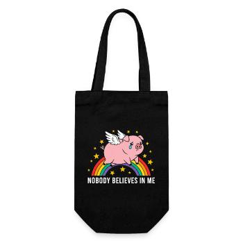 Cochon triste sur arc-en-ciel - Sac à bouteille - noir - Devant