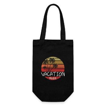 Vacation Mode Retro Palmen Sonnenuntergang Strand - Geschenkbeutel für Flaschen - Schwarz - Vorne