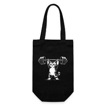 Haltérophilie Cat | Entraînement de force drôle en salle de sport - Sac à bouteille - noir - Devant