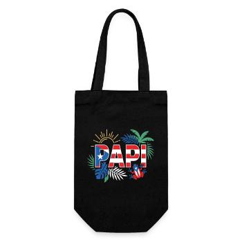 Papi Puerto Rico Flagge Urlaub Sommer - Geschenkbeutel für Flaschen - Schwarz - Vorne