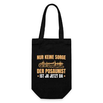 Posaunist Geschenk – Nur keine Sorge Posaune - Geschenkbeutel für Flaschen - Schwarz - Vorne