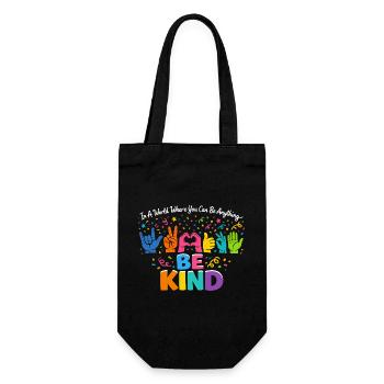 Be Kind Sign Language Inclusive - Gift Bag for Bottles - black - Front