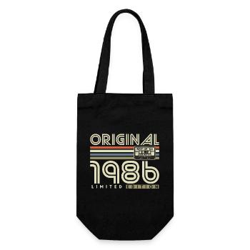 1986 Vintage 40th Birthday Vintage Gift Retro - Gift Bag for Bottles - black - Front