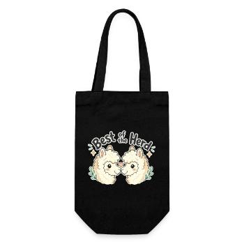 Cute Funny Gifts, Best of the Herd Alpaca - Gift Bag for Bottles - black - Front