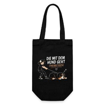 Berner Sennenhund Spruch Hundehalterin Humor - Geschenkbeutel für Flaschen - Schwarz - Vorne