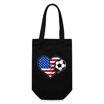 USA Herz Flagge Fußball mit Herz - Geschenkbeutel für Flaschen - Schwarz - Vorne