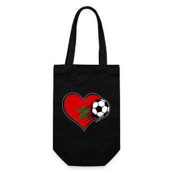 Marokko Flagge Fußball mit Herz - Geschenkbeutel für Flaschen - Schwarz - Vorne