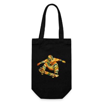 Retro Waves Skateboarder | Vintage-Psychedelic Skate-Design - Geschenkbeutel für Flaschen - Schwarz - Vorne
