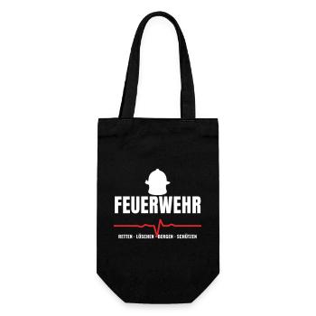 Feuerwehr Herzschlag EKG Herzlinie Feuerwehrmann - Geschenkbeutel für Flaschen - Schwarz - Vorne