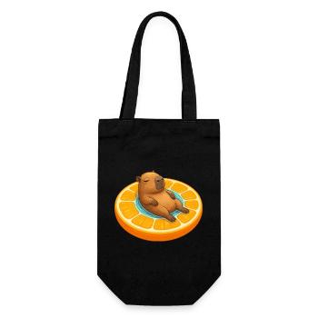 Capybara détendu sur tranche d’orange - Sac à bouteille - noir - Devant