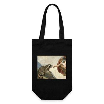raccoon beating god's hand raccoon meme - Gift Bag for Bottles - black - Front