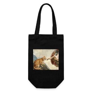 Cat Slaps God's Hand Funny Cats Meme - Gift Bag for Bottles - black - Front