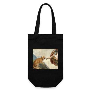 Cat Slaps God's Hand Funny Cats Meme - Gift Bag for Bottles - black - Front
