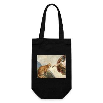 Katze Schlägt Gottes Hand Lustiges Katzen meme - Geschenkbeutel für Flaschen - Schwarz - Vorne