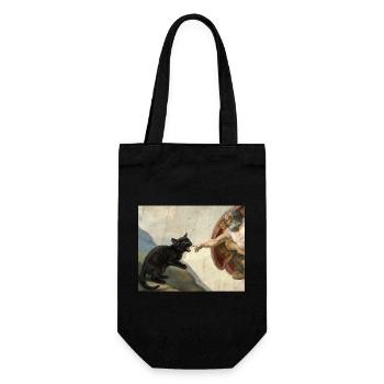 Cat Slaps God's Hand Funny Cats Meme - Gift Bag for Bottles - black - Front