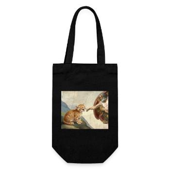 Cat Slaps God's Hand Funny Cats Meme - Gift Bag for Bottles - black - Front