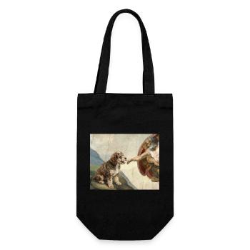 Dog God Hand Poodle Dogs meme - Gift Bag for Bottles - black - Front