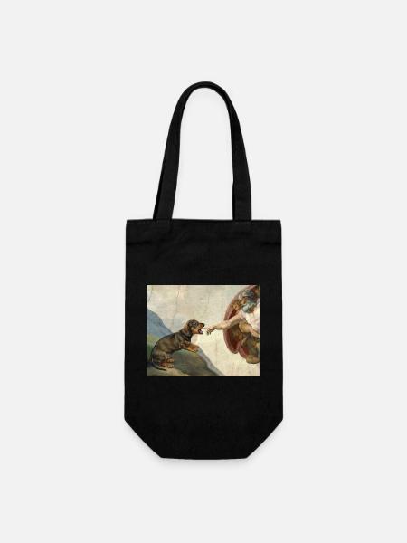 Hund Gottes Hand Dackel Hunde meme - Geschenkbeutel für Flaschen - Schwarz