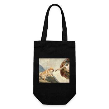 Dog God Hand Pomeranian Dog meme - Gift Bag for Bottles - black - Front