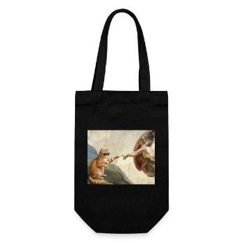 Chat gifle la main de Dieu Mème des chats drôles - Sac à bouteille - noir - Devant