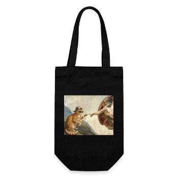 Chat gifle la main de Dieu Mème des chats drôles - Sac à bouteille - noir - Devant