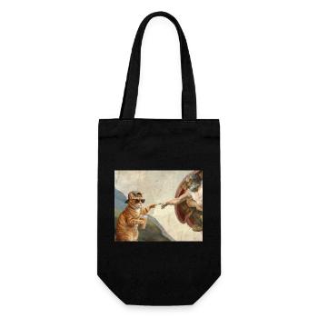 Chat gifle la main de Dieu Mème des chats drôles - Sac à bouteille - noir - Devant
