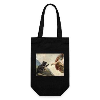 Cat Slaps God's Hand Funny Cats Meme - Gift Bag for Bottles - black - Front