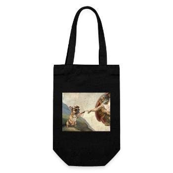 Dog God Hand French Bulldog Dog meme - Gift Bag for Bottles - black - Front