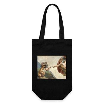 Cat Slaps God's Hand Funny Cats Meme - Gift Bag for Bottles - black - Front