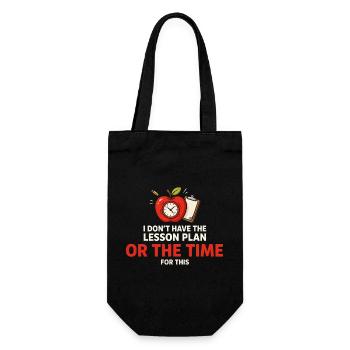 No Time for Lesson Plan Apple Clock - Gift Bag for Bottles - black - Front