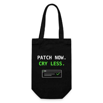 Patch Now Cry Less IT Security Update Humor Shirt! - Geschenkbeutel für Flaschen - Schwarz - Vorne