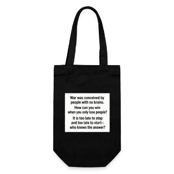 War Typography Quote Poster - Gift Bag for Bottles - black - Front