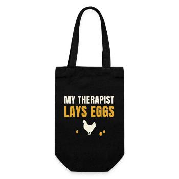 My Therapist Lays Eggs Chicken - Gift Bag for Bottles - black - Front