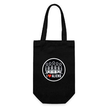 I Love Aliens Ausserirdische UFO Fan - Geschenkbeutel für Flaschen - Schwarz - Vorne