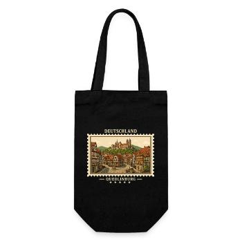 Deutschland Quedlinburg Vintage Reisemarke - Geschenkbeutel für Flaschen - Schwarz - Vorne
