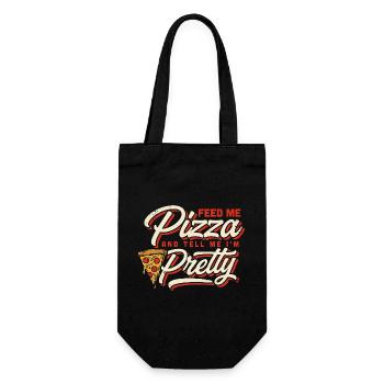 Feed Me Pizza Tell Me I'm Pretty - Gift Bag for Bottles - black - Front