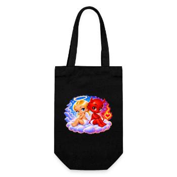 Angel & Devil – Sweet and Mischievous - Gift Bag for Bottles - black - Front
