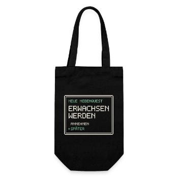 Neue Nebenquest Erwachsen werden - Pixel Retro - Geschenkbeutel für Flaschen - Schwarz - Vorne