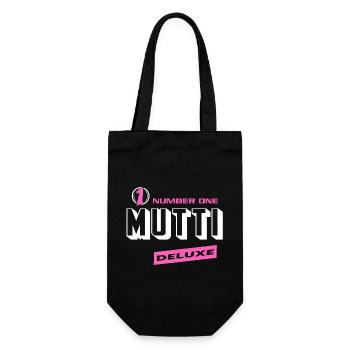 Mutti Number One Deluxe Beste Familie Beste Mutti - Geschenkbeutel für Flaschen - Schwarz - Vorne