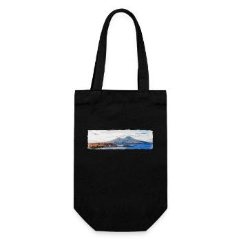 Naples, Vesuvius and Castel dell'Ovo - Gift Bag for Bottles - black - Front