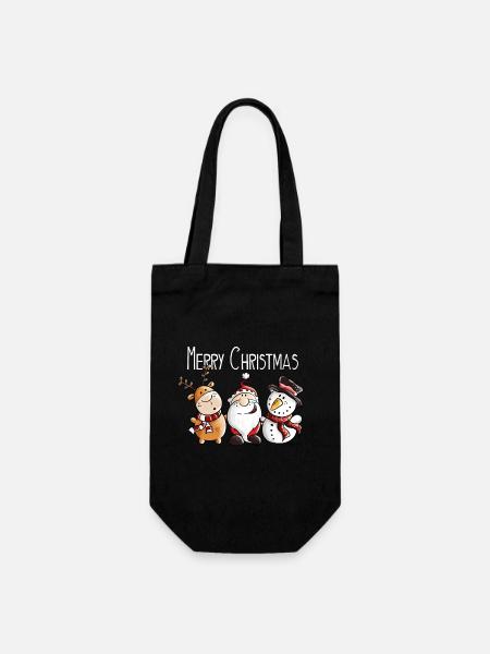 Père Noël, renne et bonhomme de neige - Sac à bouteille - noir