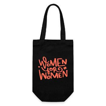 Femmes pour femmes - slogan manuscrit orange - Sac à bouteille - noir - Devant