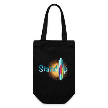 sunny stand up paddling lettering with board - Gift Bag for Bottles - black - Front