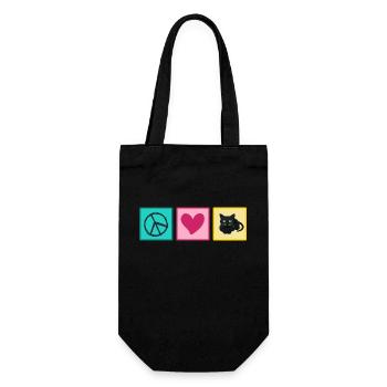 Katze Katzenhaar Mietzekatze "love peace cats" - Geschenkbeutel für Flaschen - Schwarz - Vorne